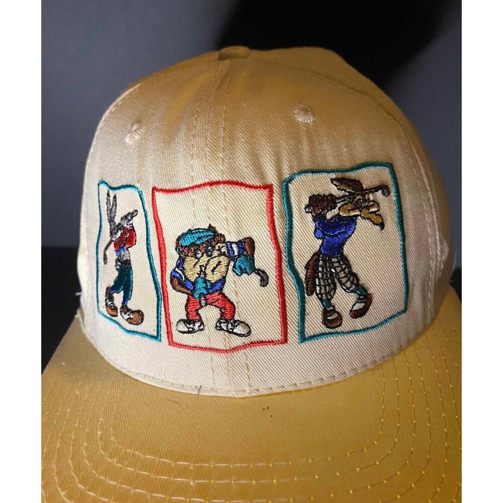 Vtg Acme Looney Tunes Snapback Hat Bugs Taz Wile E. Coyote Cap Golf Y2K USA 1991 - Picture 2 of 7